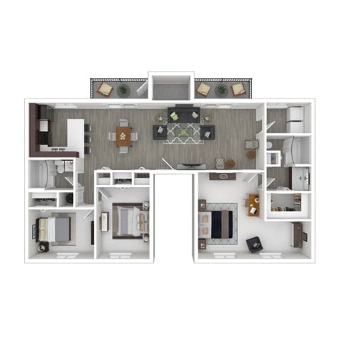 Floor plan for 3 beds, 2 baths, 1500 sqft